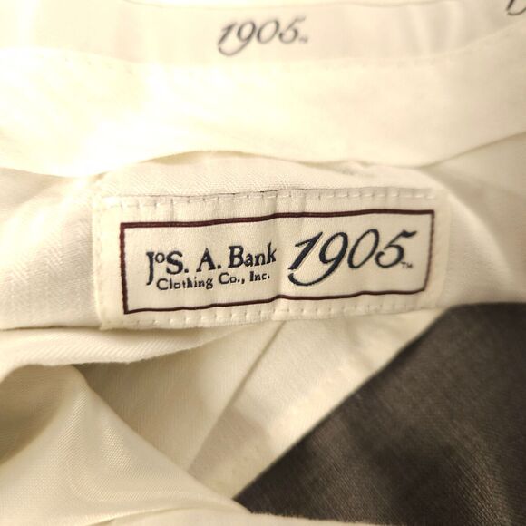 Jos A Bank 1905 Mens 36R Gray Flat Front Wool Dress Pants Trousers - Picture 4 of 10